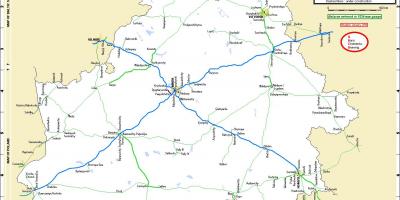 Wit-rusland spoorweg-kaart